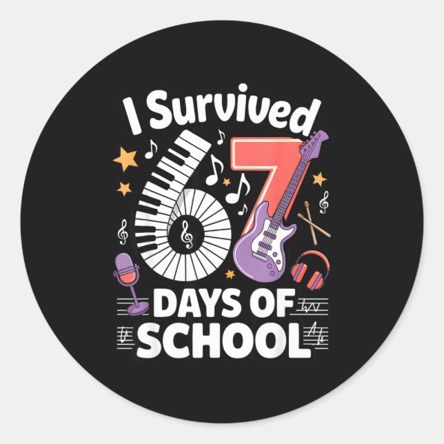 Adesivo Redondo I Survived 67 Days Of School - Teachers Students M (Frente)
