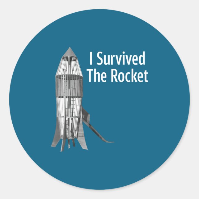 Adesivo Redondo I Survived The Rocket Funny Apparel  (Frente)