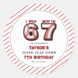 Adesivo Redondo I Was 6, Now I’m 7 – Baseball 7th Birthday