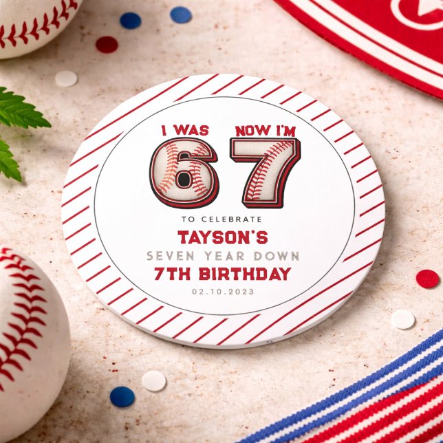 Adesivo Redondo I Was 6, Now I’m 7 – Baseball 7th Birthday (I Was 6, Now I’m 7 – Baseball 7th Birthday Classic Round Sticker
)