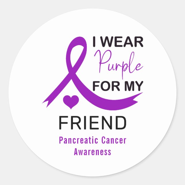 Adesivo Redondo I Wear Purple For My Friend Pancreatic Cancer (Frente)
