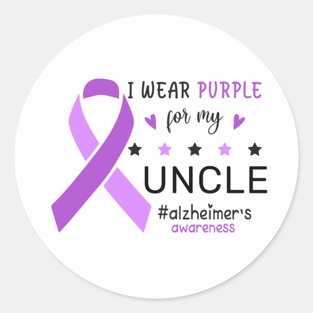 Adesivo Redondo I Wear Purple For My Uncle Alzheimer Awareness (Frente)
