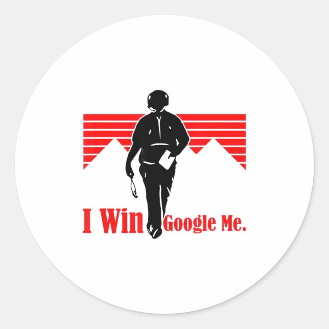 Adesivo Redondo I Win Google Me Motivational Retro Silhouette Shir (Frente)