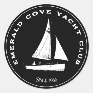 Adesivo Redondo Iate clube personalizado. Navio à vela personaliza