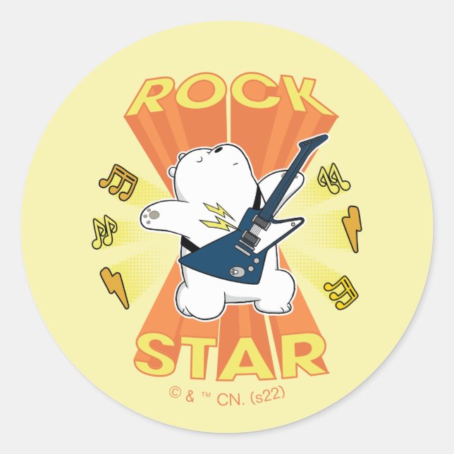 Adesivo Redondo Ice Bear - Rock Star (Frente)