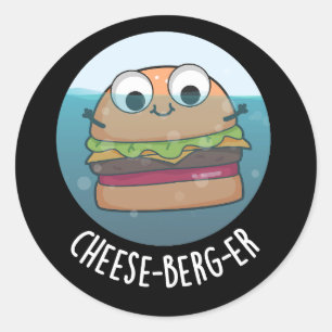 Adesivo Redondo Ice-berg-er Funny Cheeseburger Pun Dark BG