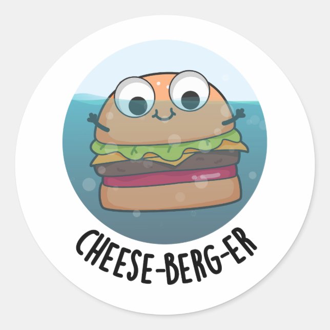 Adesivo Redondo Ice-berg Funny Cheeseburger Pun (Frente)