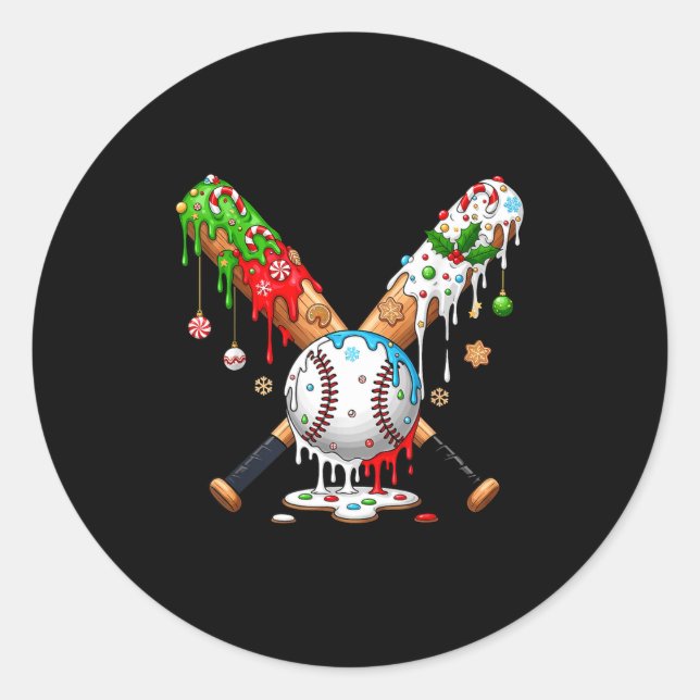 Adesivo Redondo Ice Cream Drip Baseball Christmas Xmas Pajama Kids (Frente)