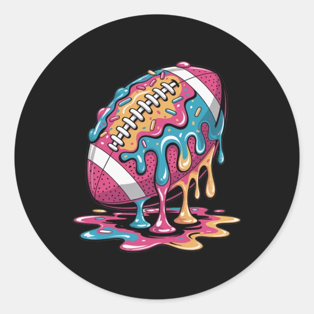 Adesivo Redondo Ice Cream Drip Football Stuff Qb Rb Lineman Wr Dri (Frente)