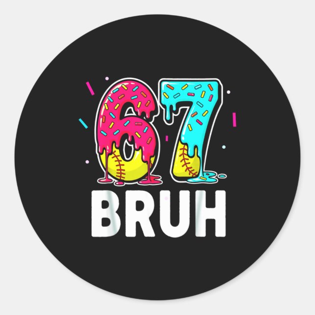 Adesivo Redondo Ice Cream Dripng Softball Drip Fun 6 7 Six Seven M (Frente)