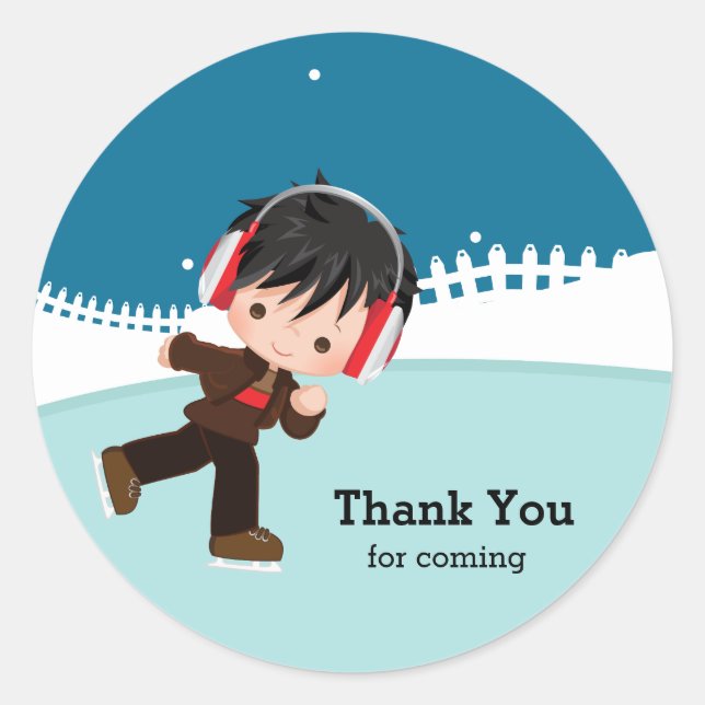 Adesivo Redondo Ice Skating Party (Frente)