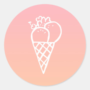 Adesivo Redondo Icecream Kawaii Doodle Pastel Pink Partido Favorit