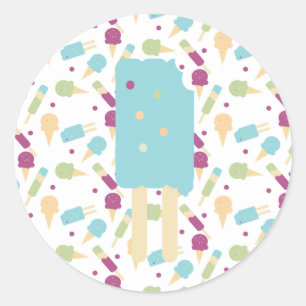Adesivo Redondo Icecream Pop Blue Cream Sprinkles Reward