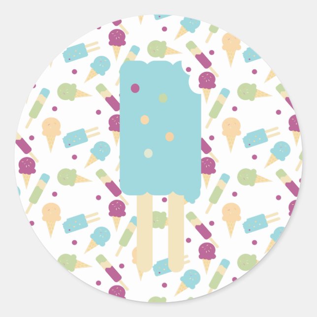 Adesivo Redondo Icecream Pop Blue Cream Sprinkles Reward (Frente)