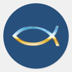 Adesivo Redondo Ichthus - céu & terra cristãos do símbolo dos