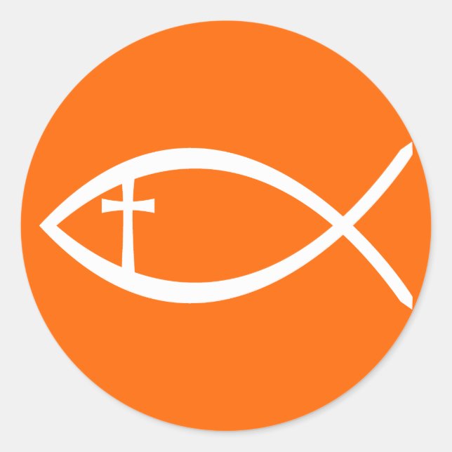 Adesivo Redondo Ichthus Christian Fish (Frente)