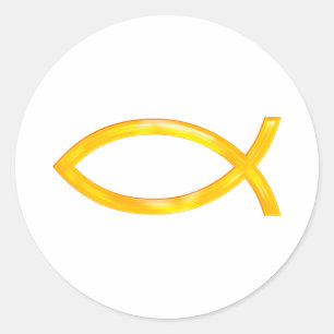 Adesivo Redondo Ichthus - Christian Fish Symbol