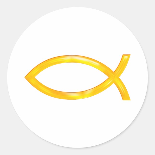 Adesivo Redondo Ichthus - Christian Fish Symbol (Frente)