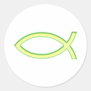 Adesivo Redondo Ichthus - Christian Fish Symbol - Verde Claro