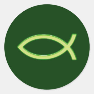 Adesivo Redondo Ichthus - Christian Fish Symbol - Verde Claro