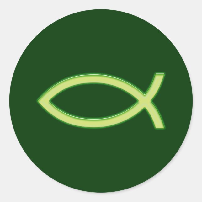 Adesivo Redondo Ichthus - Christian Fish Symbol - Verde Claro (Frente)