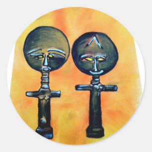 Adesivo Redondo Ícone africano: Akuaba (Gana)