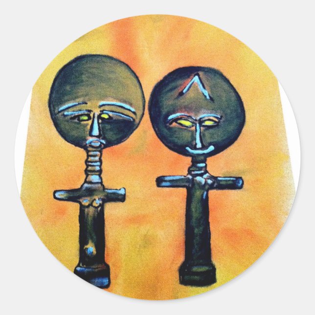 Adesivo Redondo Ícone africano: Akuaba (Gana) (Frente)