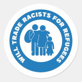 Adesivo Redondo Ícone Comercializar Racistas Para Refugiados