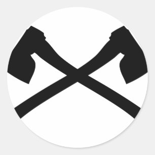 Adesivo Redondo ícone cruzado machado do machado