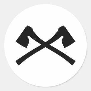 Adesivo Redondo ícone cruzado machado do machado