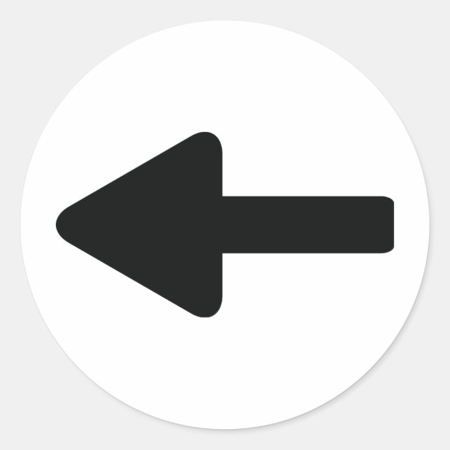 Adesivo Redondo ícone da seta para a esquerda (Frente)