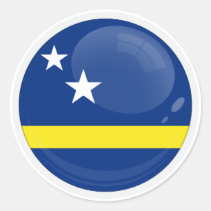 Adesivo Redondo ícone de bandeira redonda de Curaçao