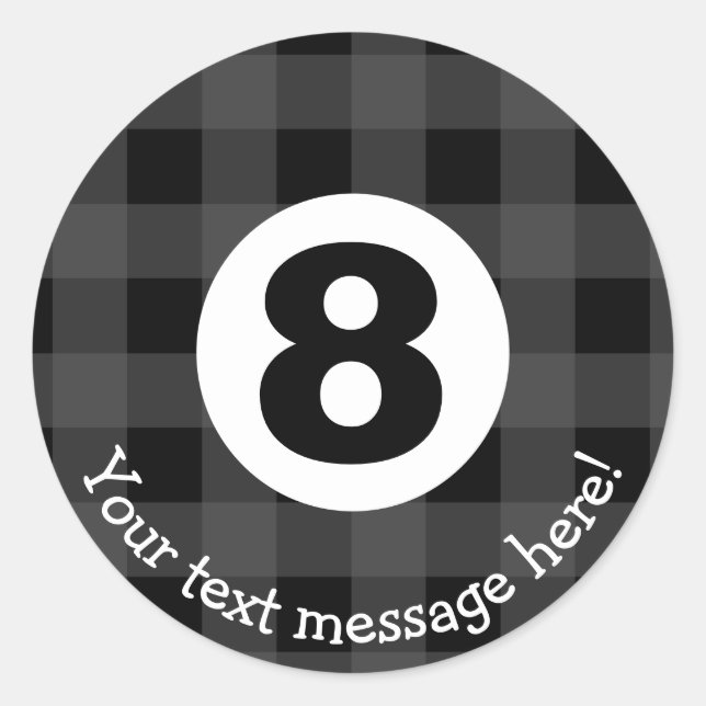 Adesivo Redondo Ícone de Bola de Oito Bilhetes Louco (Frente)