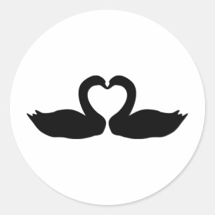 Adesivo Redondo ícone de duas cisnes pretas