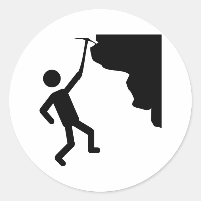 Adesivo Redondo ícone de escalada do cliffhanger freeclimber (Frente)