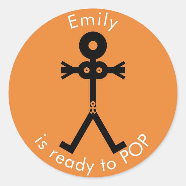 Adesivo Redondo Ícone de Gravidez Pronto para POP (Frente)