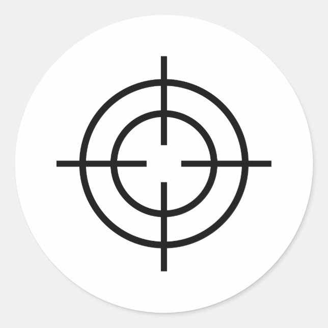 Adesivo Redondo ícone de linhas cruzadas do atirador preto (Frente)