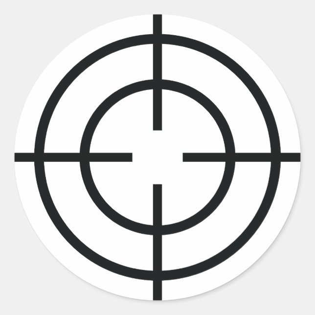 Adesivo Redondo ícone de linhas cruzadas do atirador preto (Frente)