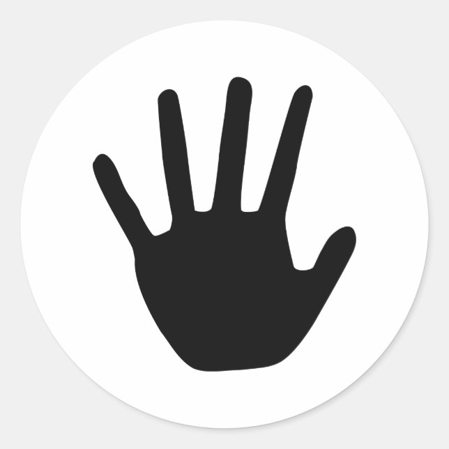 Adesivo Redondo ícone de mão preta (Frente)