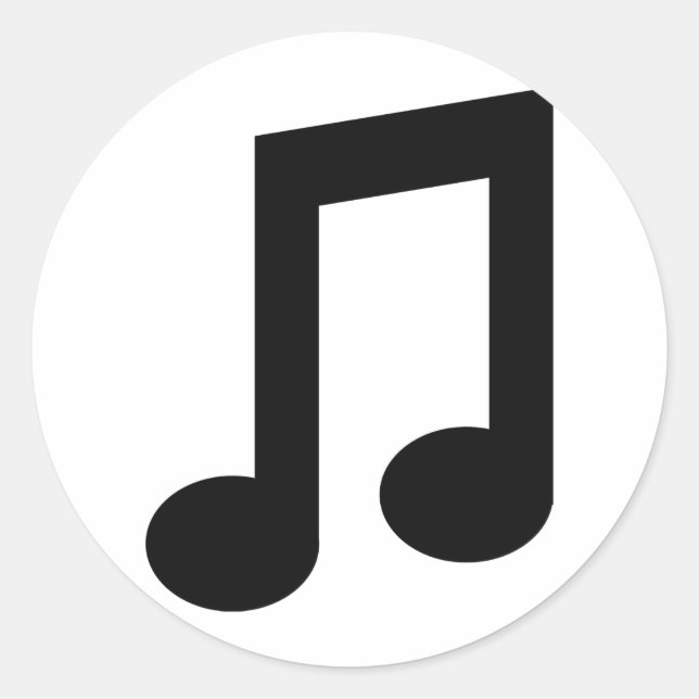 Adesivo Redondo ícone de nota de música preta (Frente)