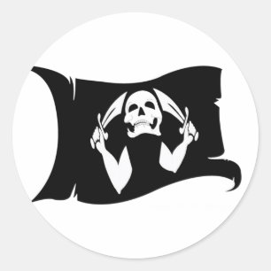 Adesivo Redondo Ícone de ondulação #11 do Bandeira-Pirata