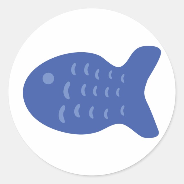 Adesivo Redondo ícone de peixe azul (Frente)
