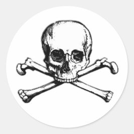 Adesivo Redondo Ícone de Pirata de Caveira e Crossbones