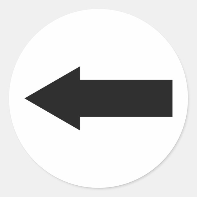 Adesivo Redondo ícone de seta para a esquerda (Frente)