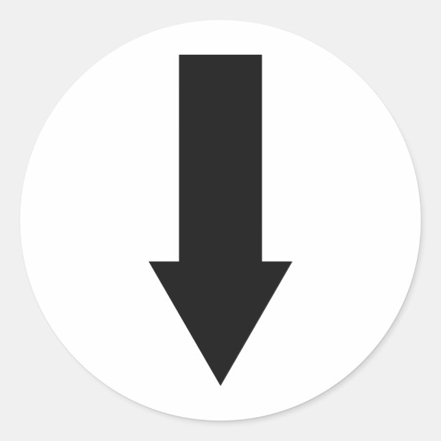 Adesivo Redondo ícone de seta para baixo preto (Frente)