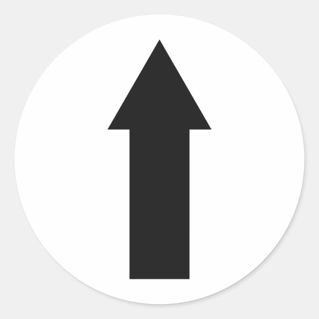Adesivo Redondo ícone de seta para cima preta (Frente)