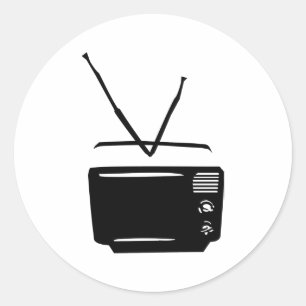 Adesivo Redondo ícone de televisão a preto