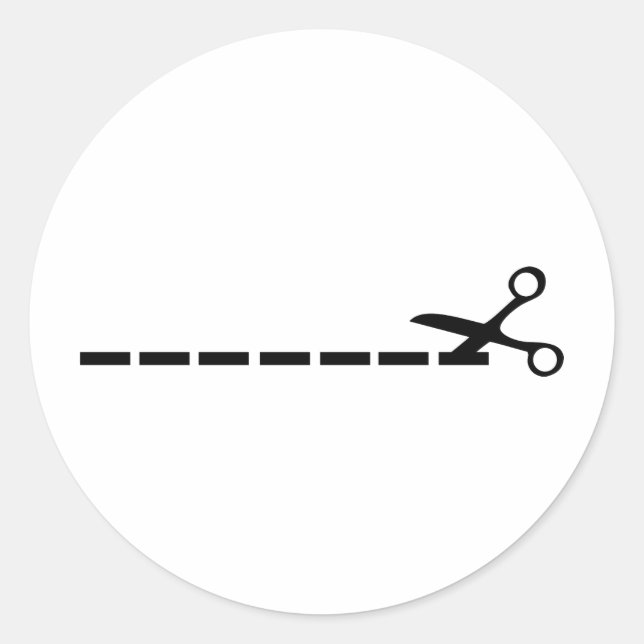 Adesivo Redondo ícone de tesoura cortada (Frente)