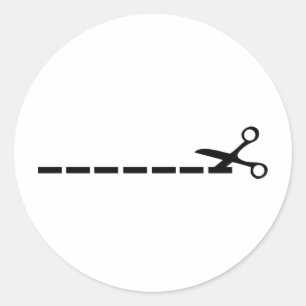 Adesivo Redondo ícone de tesoura cortada
