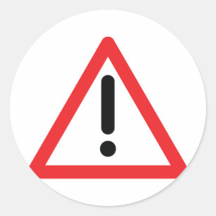 Adesivo Redondo ícone de tráfego de ponto de exclamação